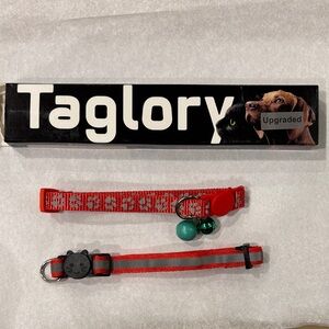 Set of 2 Taglory Red Reflective Cat Pet Collars W/ Bells 7.5-12.5” NWT free w$25